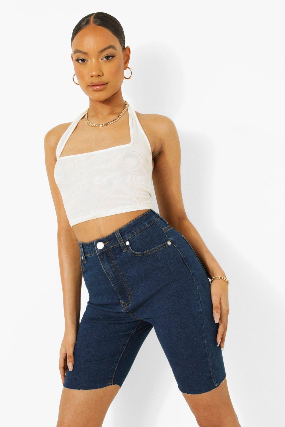 Denim cycling top shorts topshop